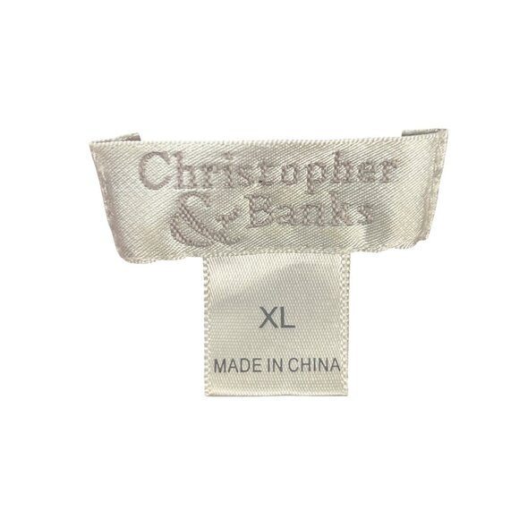 Christopher & Banks Womens XL Floral Patchwork Button-Front Shirt Red/Black - Picture 4 of 7